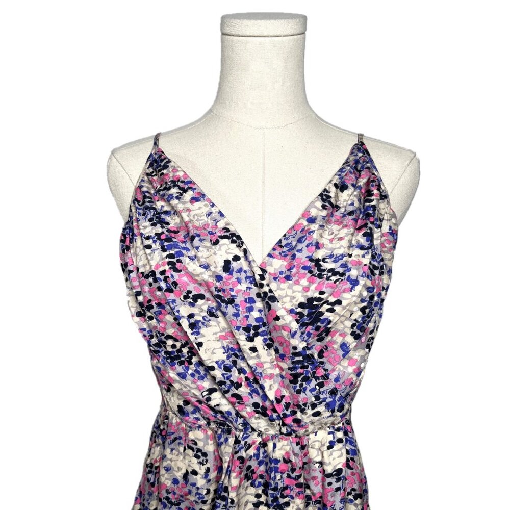 Yumi Kim Silk Splattered Dots Spaghetti Strap V-Neck Dress Size Small - Picture 2 of 5